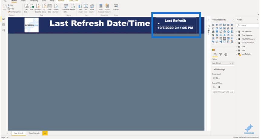 Power BI last refresh date