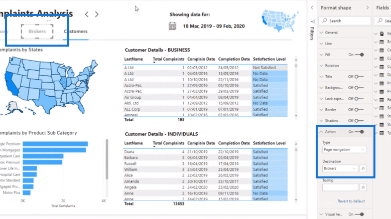 power bi report navigation