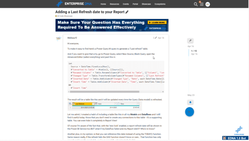 Power BI last refresh date