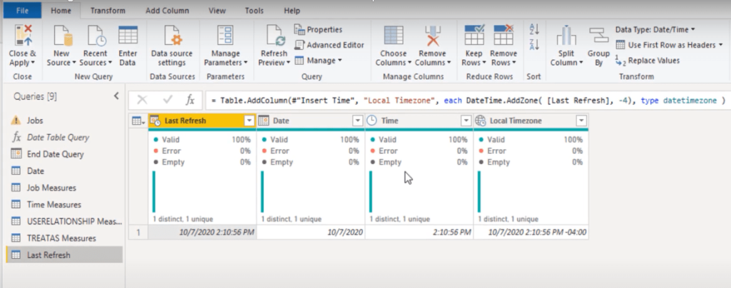 Power BI last refresh date