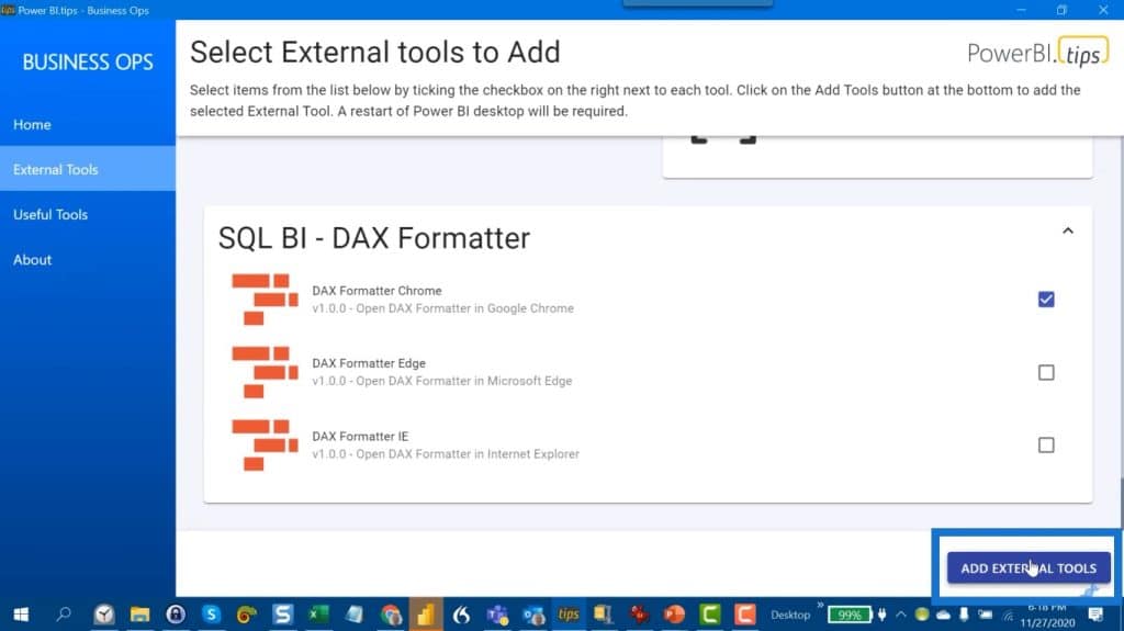 external tools Power BI