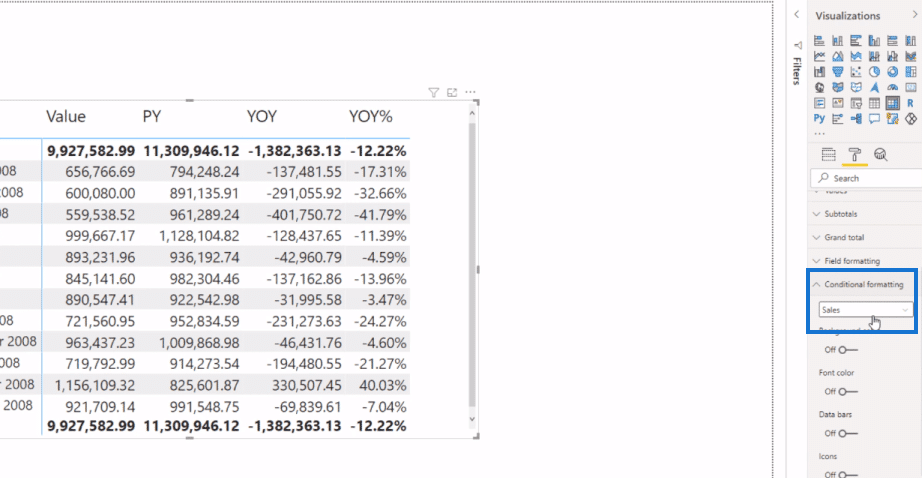 conditional formatting