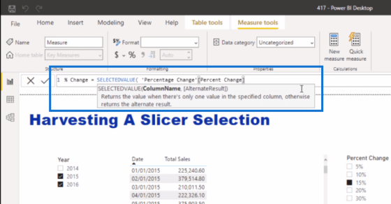 SELECTEDVALUE DAX Example- Harvesting Slicer Selection – Master Data ...