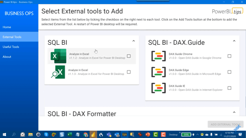 external tools Power BI