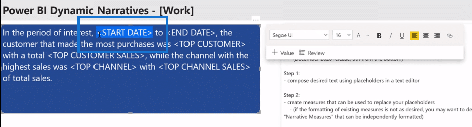 Power BI interactive data