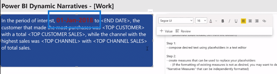 Power BI interactive data