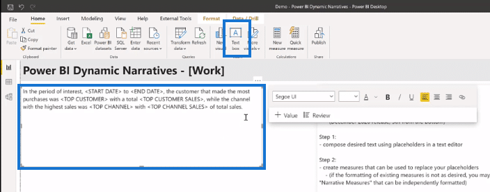 Power BI interactive data