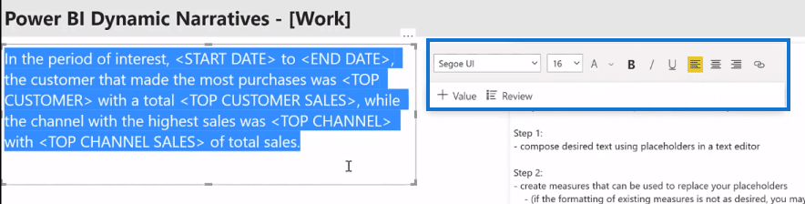 Power BI interactive data