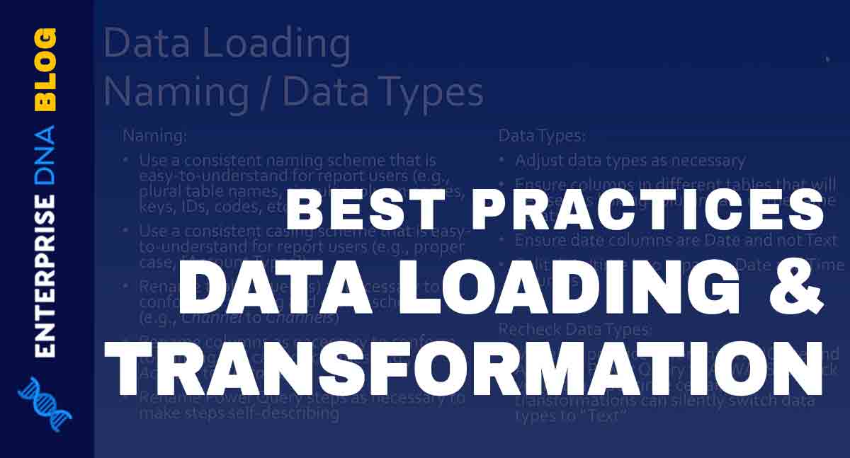 Data Loading And Transformation Best Practices