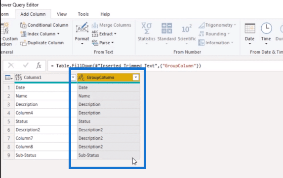 Power Query Table