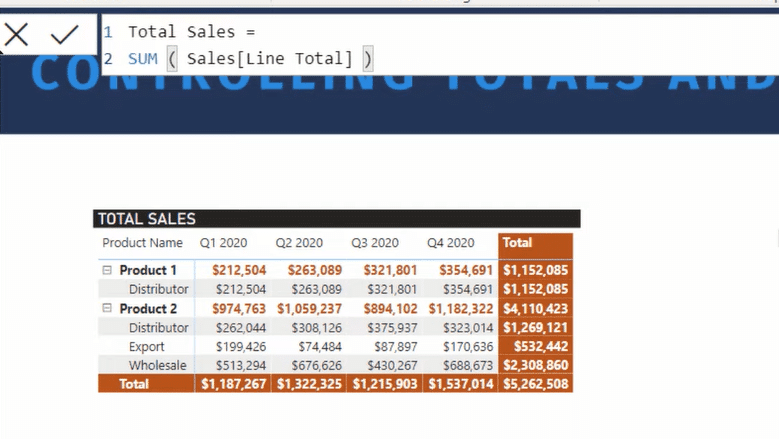 matrix visual in power bi