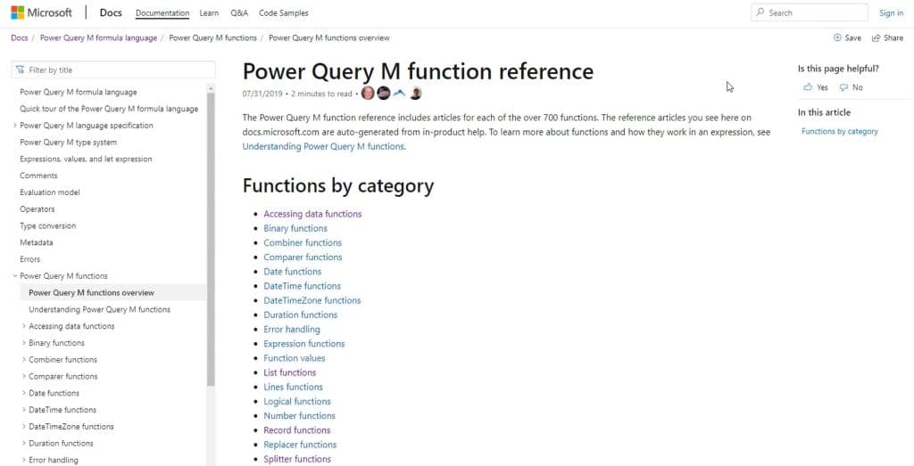 power query functions