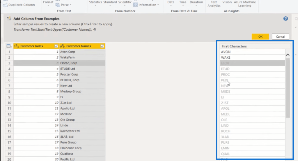 column from examples power bi