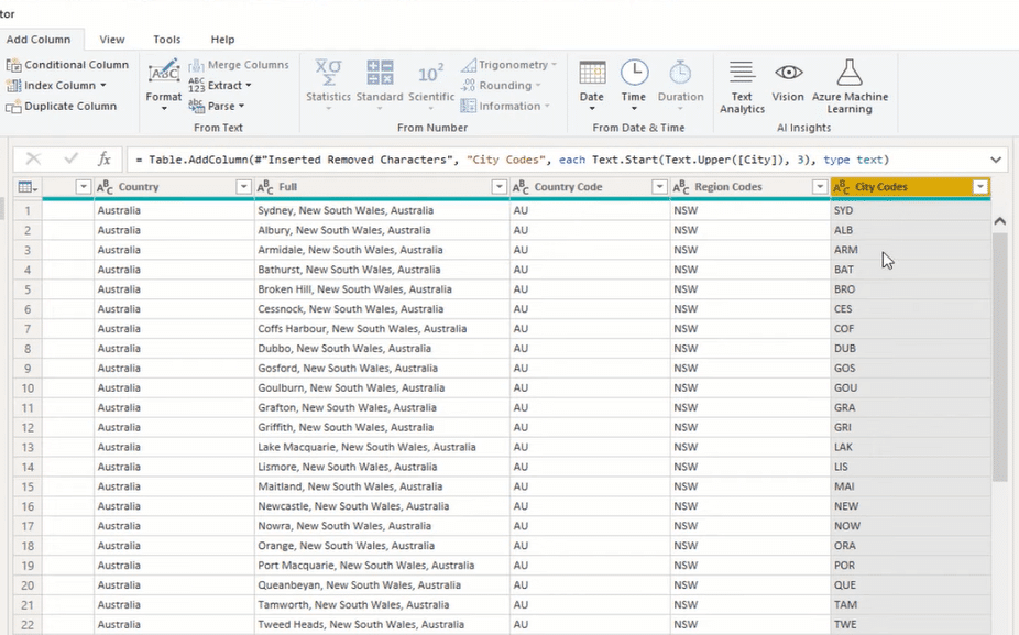 column from examples power bi