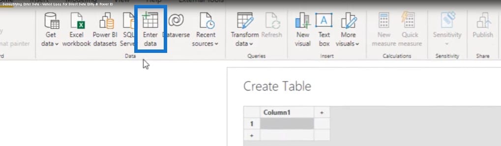 enter data in Power BI