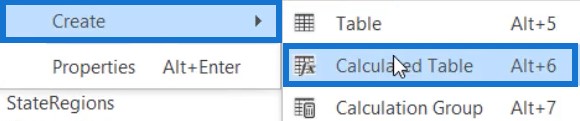 calculated table