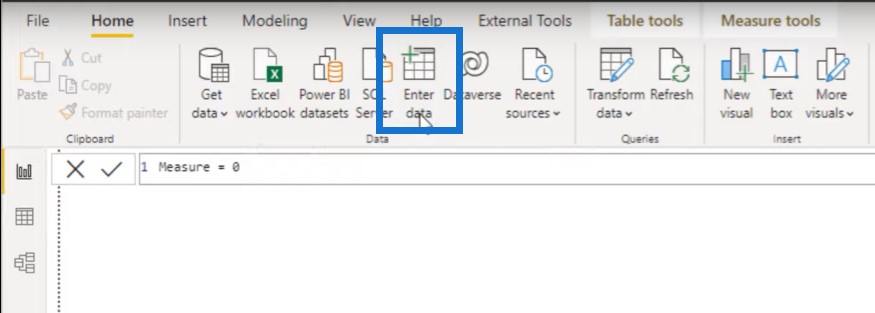 enter data in Power BI