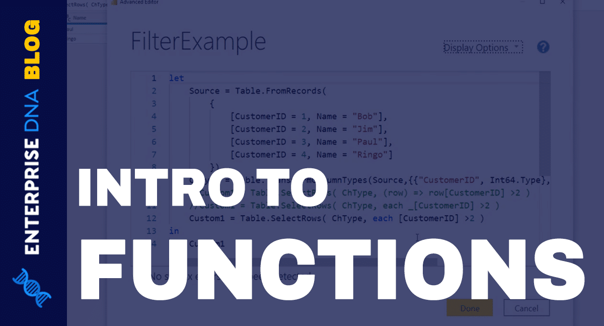 Function Query And Operators In The Query Editor