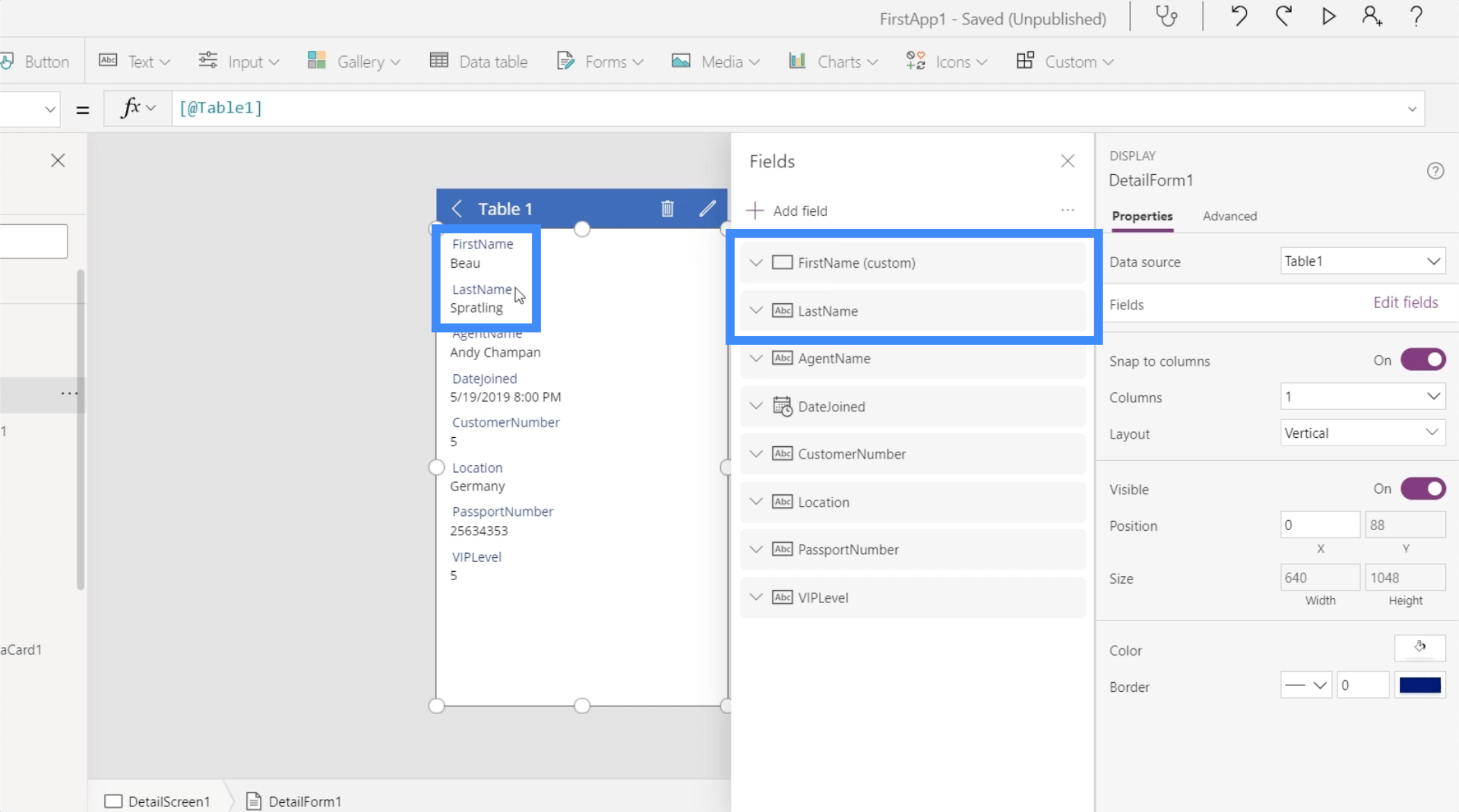 Power Apps Forms And Data Cards In The Detail Screen