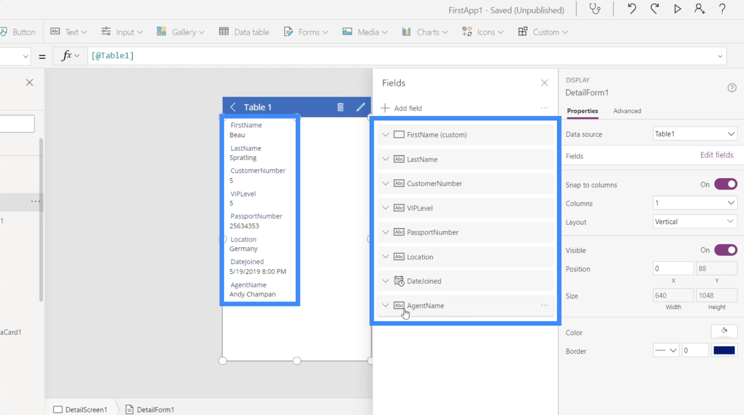 Power Apps Forms And Data Cards In The Detail Screen