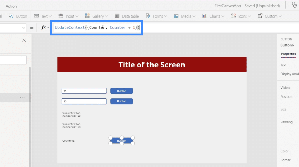 powerapps variables