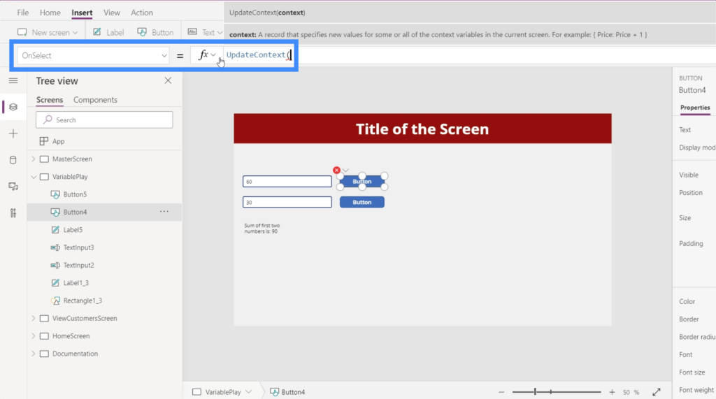 powerapps variables