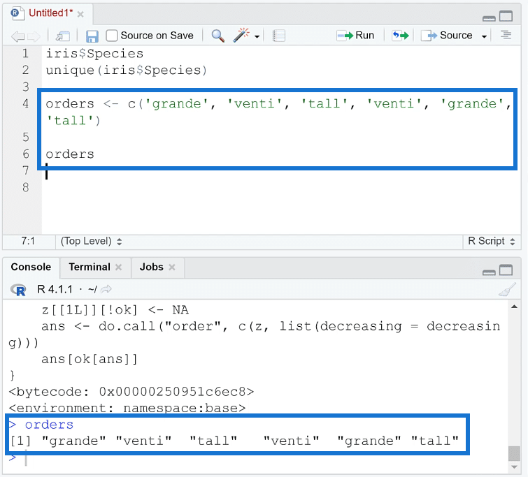 factor levels in R