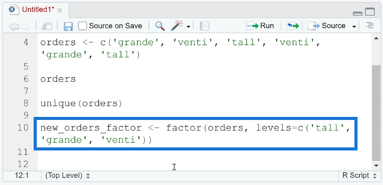 factor levels in R