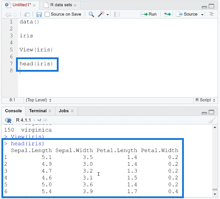 data frames in R