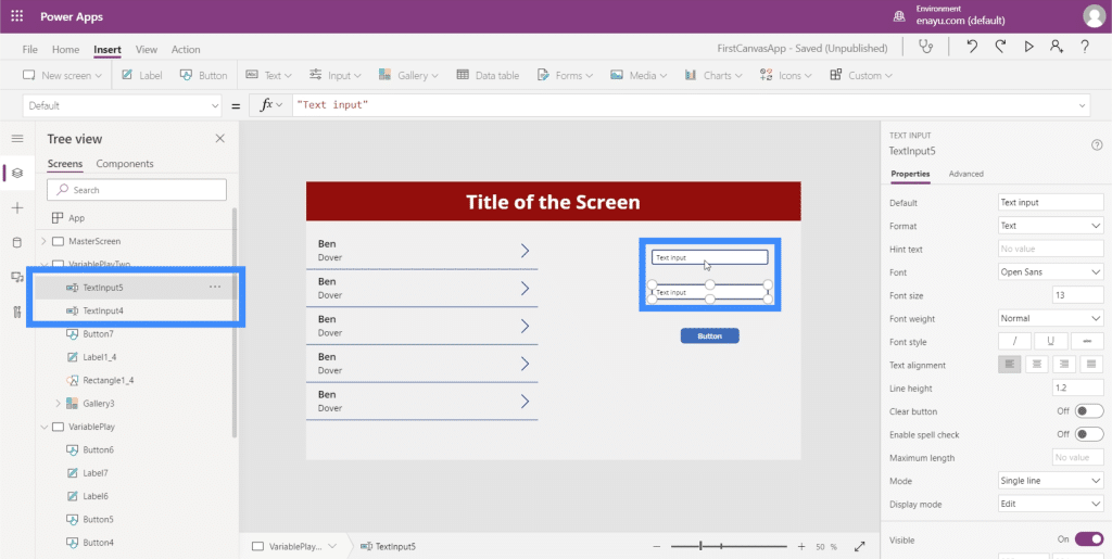 create variables