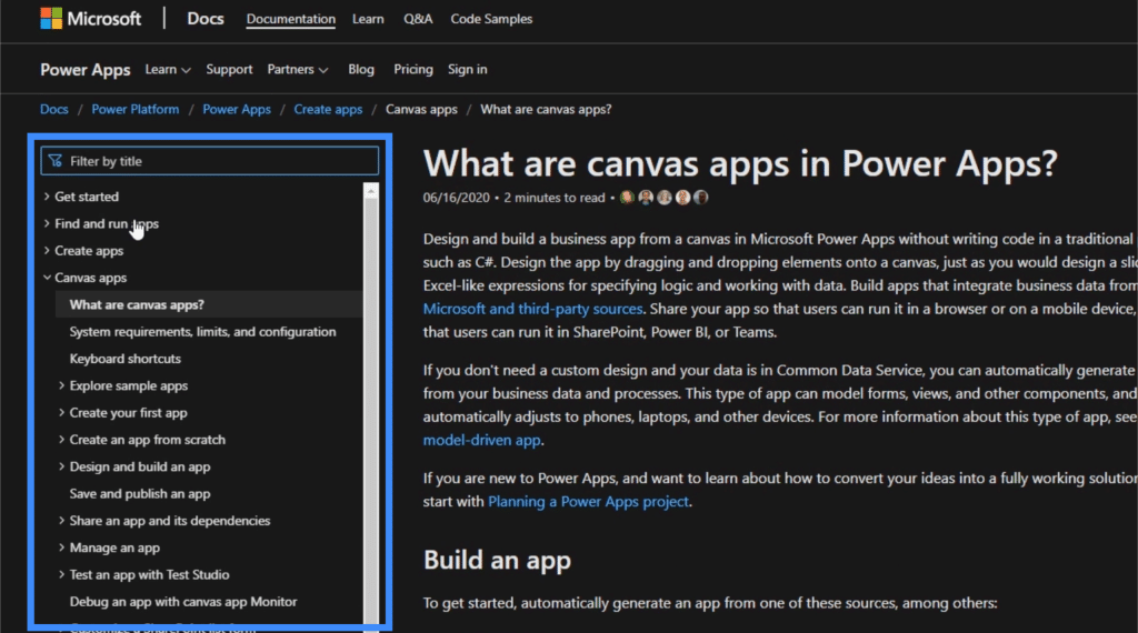 powerapps documentation