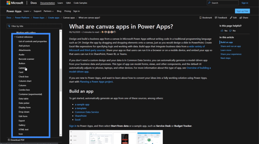 powerapps documentation