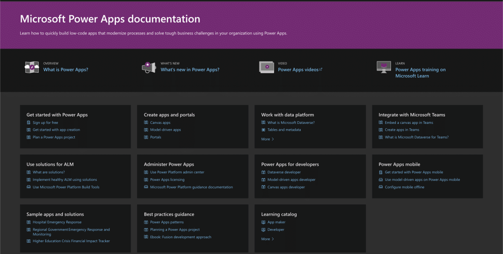 powerapps documentation