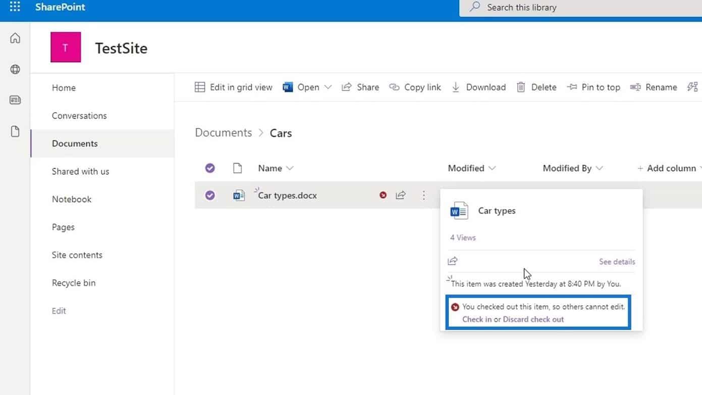 Check Out And Check In SharePoint