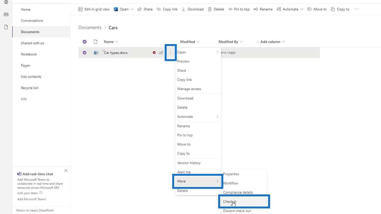 Check Out And Check In SharePoint Files