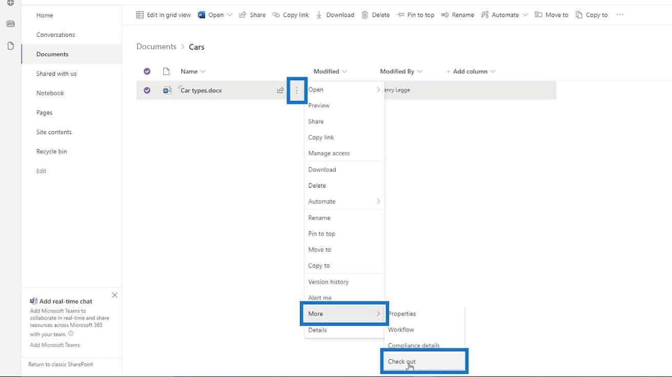 Fazer check-out ou fazer check-in de arquivos em uma biblioteca de  documentos - Suporte da Microsoft