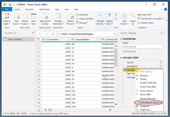 Power BI data