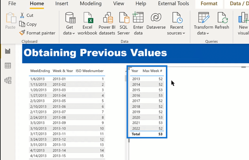 power bi previous week