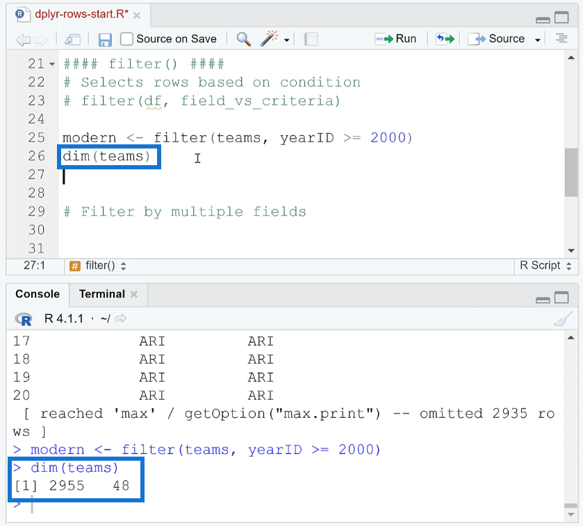 filter rows in R