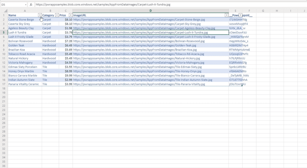 powerapps charts