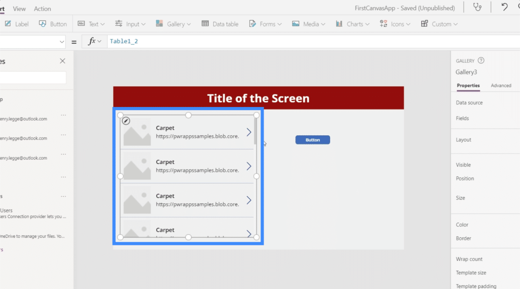 powerapps charts