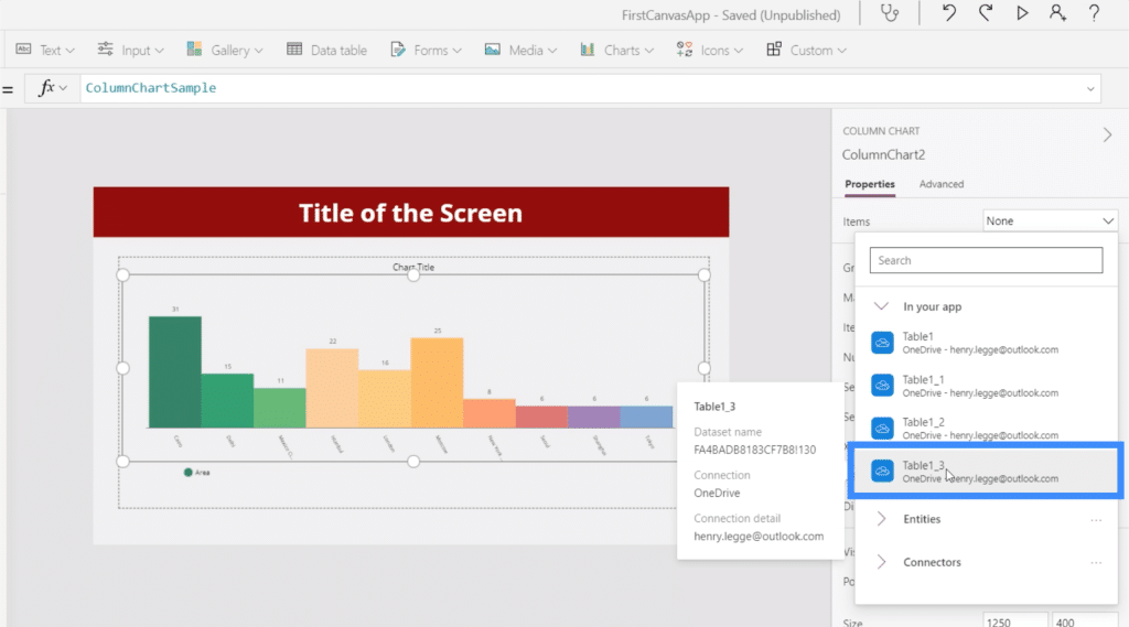 powerapps charts