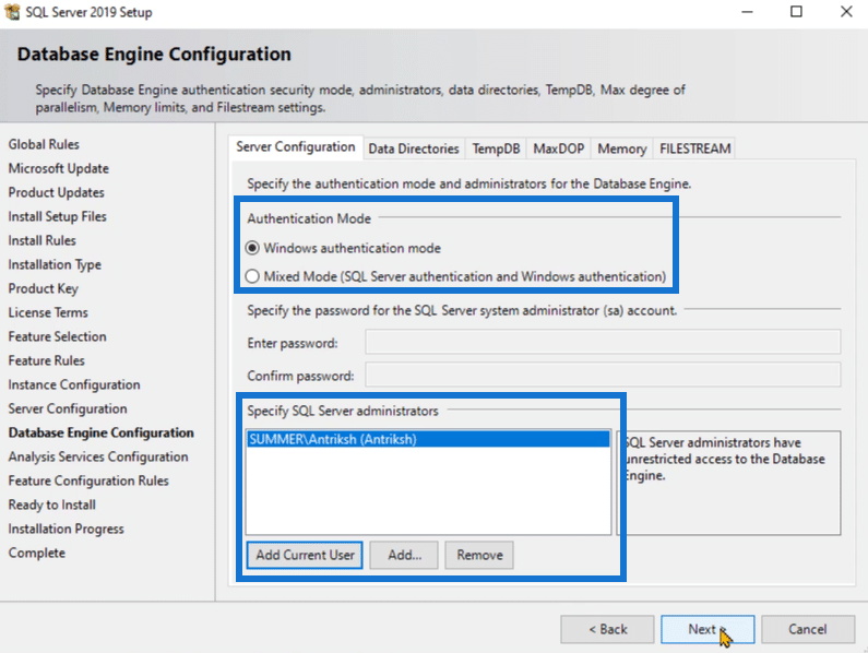 install SQL Server