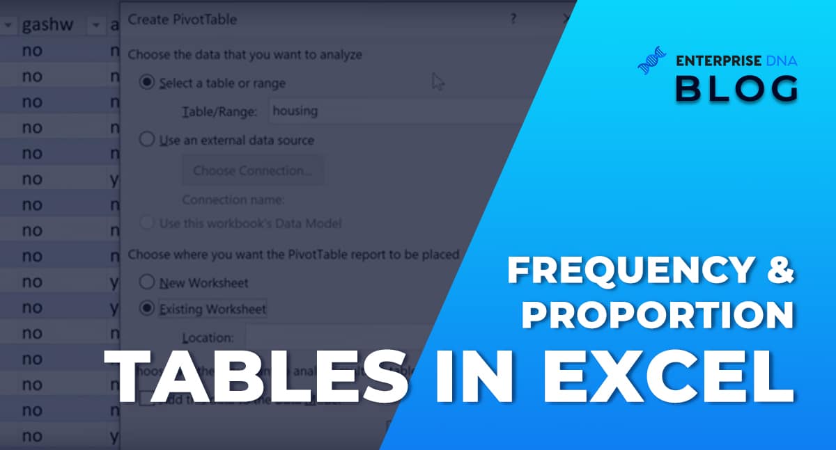 FREQUENCY & PROPORTION TABLES IN EXCEL
