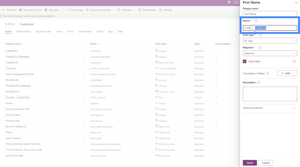 powerapps entities