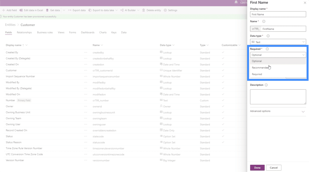 powerapps entities