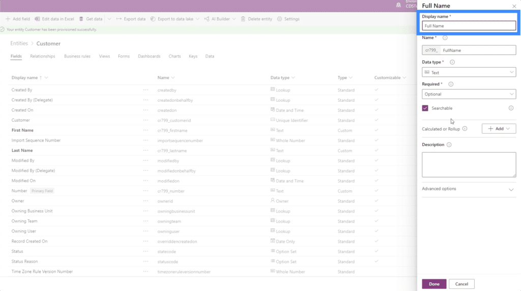 powerapps entities