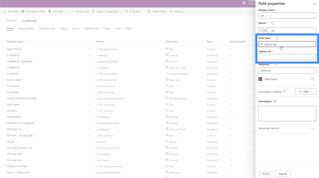 powerapps entities