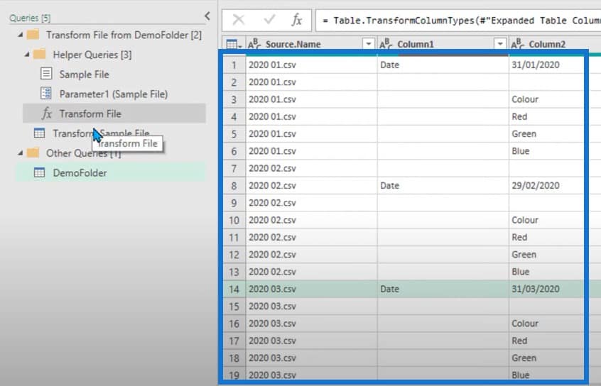 power query combine files from multiple folders