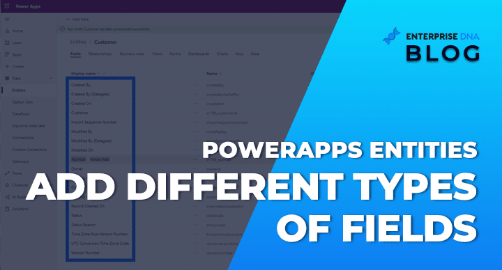 PowerApps Entities Add Different Types of Fields